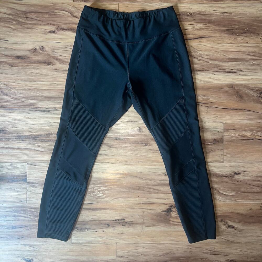 Spalding Black Athletic High Rise Active Leggings Size Large Stretch Workout